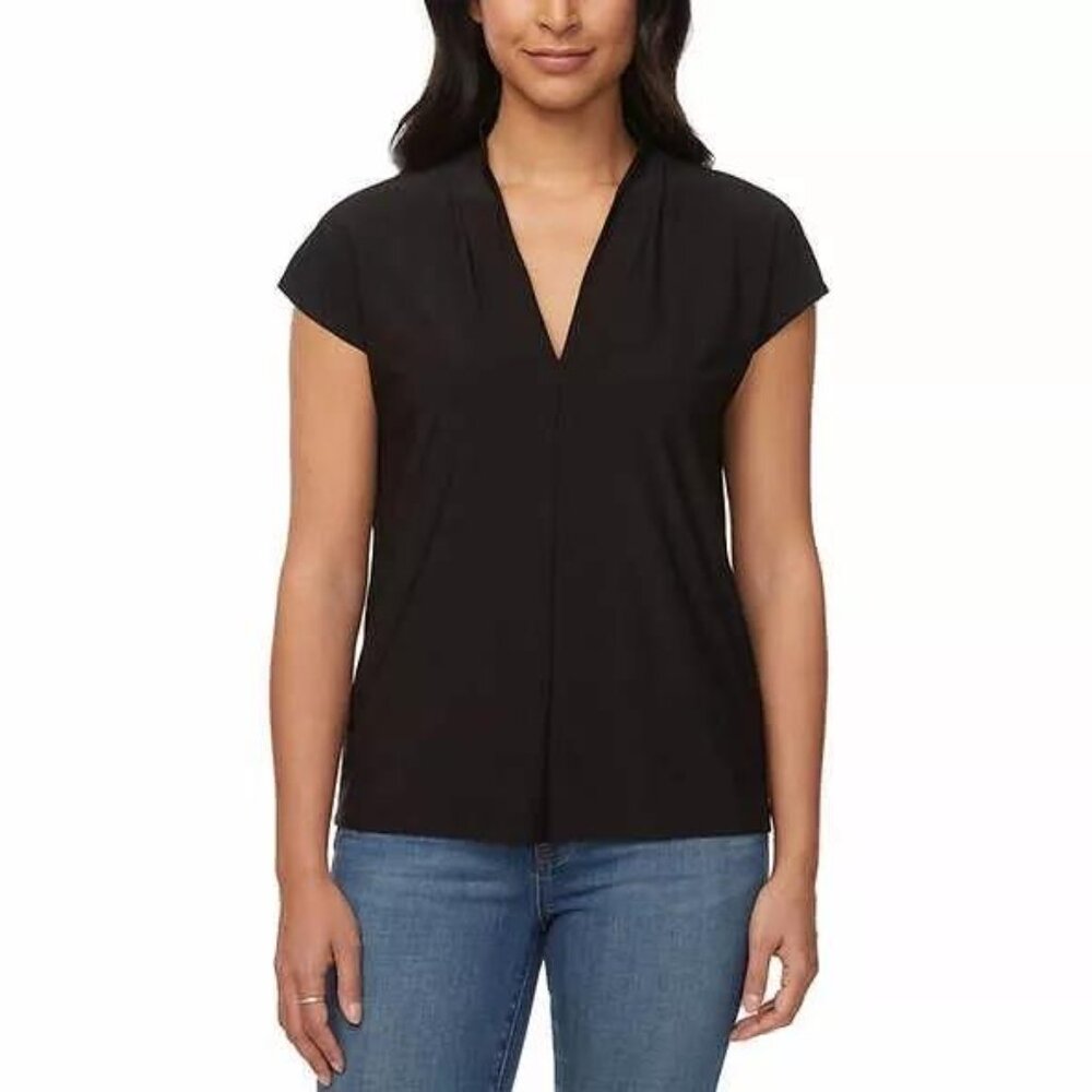 Black NWT Buffalo Ladies' V-Neck Short Sleeve Blouse